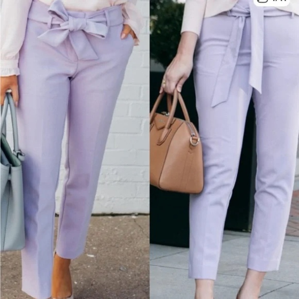LOFT Marissa Dress Pants Lavender Tie-Waist Pants - Picture 8 of 8